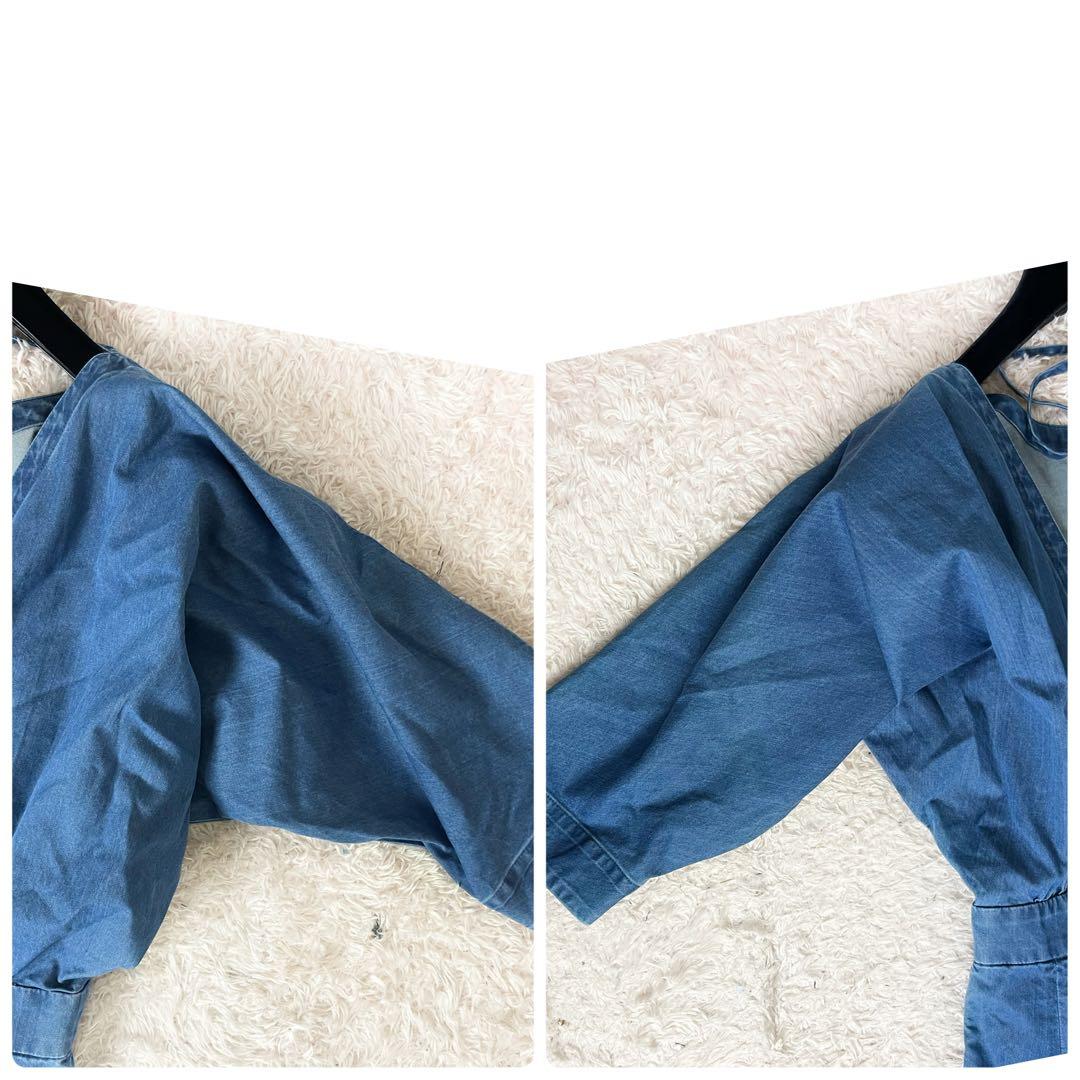 ドゥロワー デニムワンピース リボン ロング 東原亜希着用 ブルー S