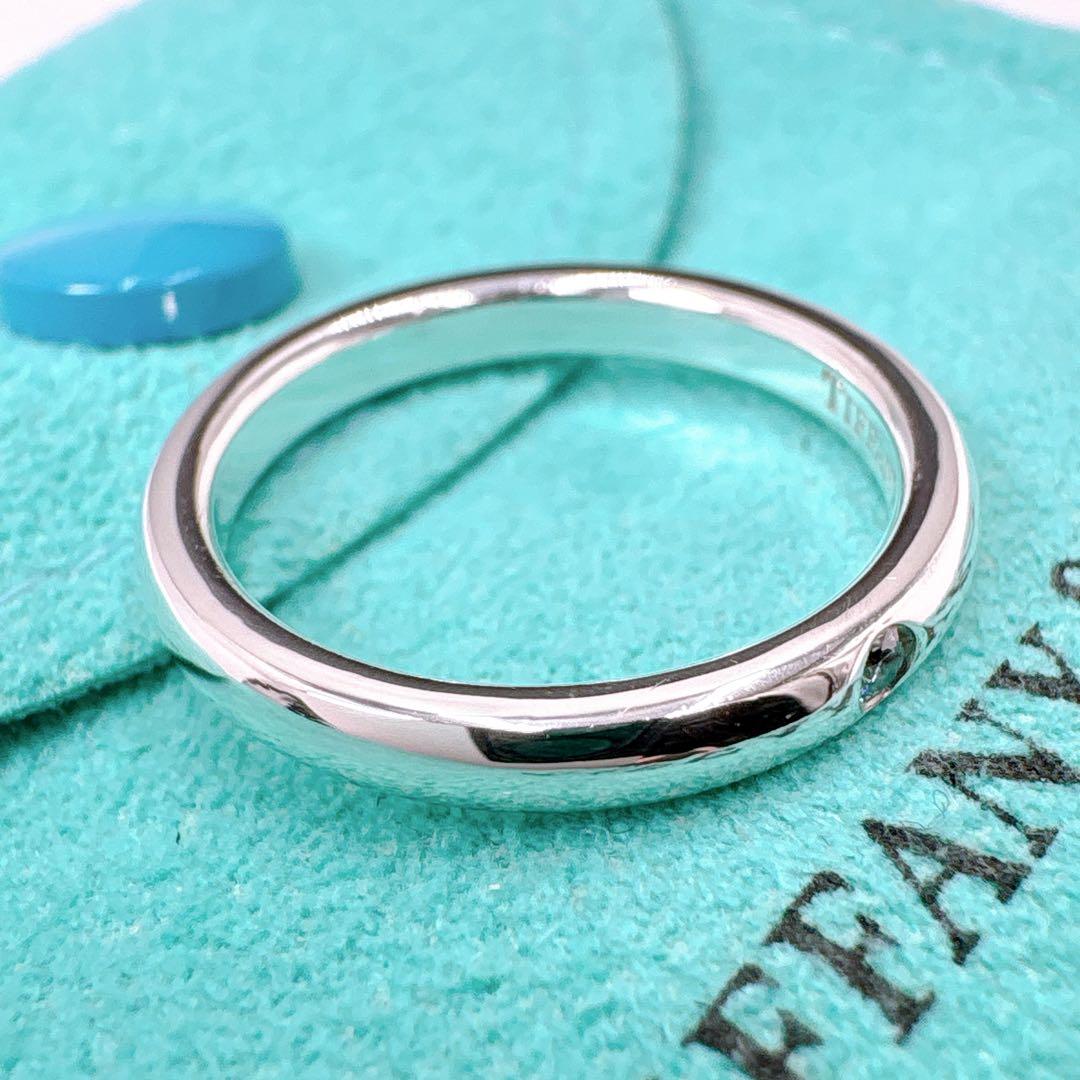 極美品 ティファニー スタッキングバンド ダイヤ リング 10号 シルバー925