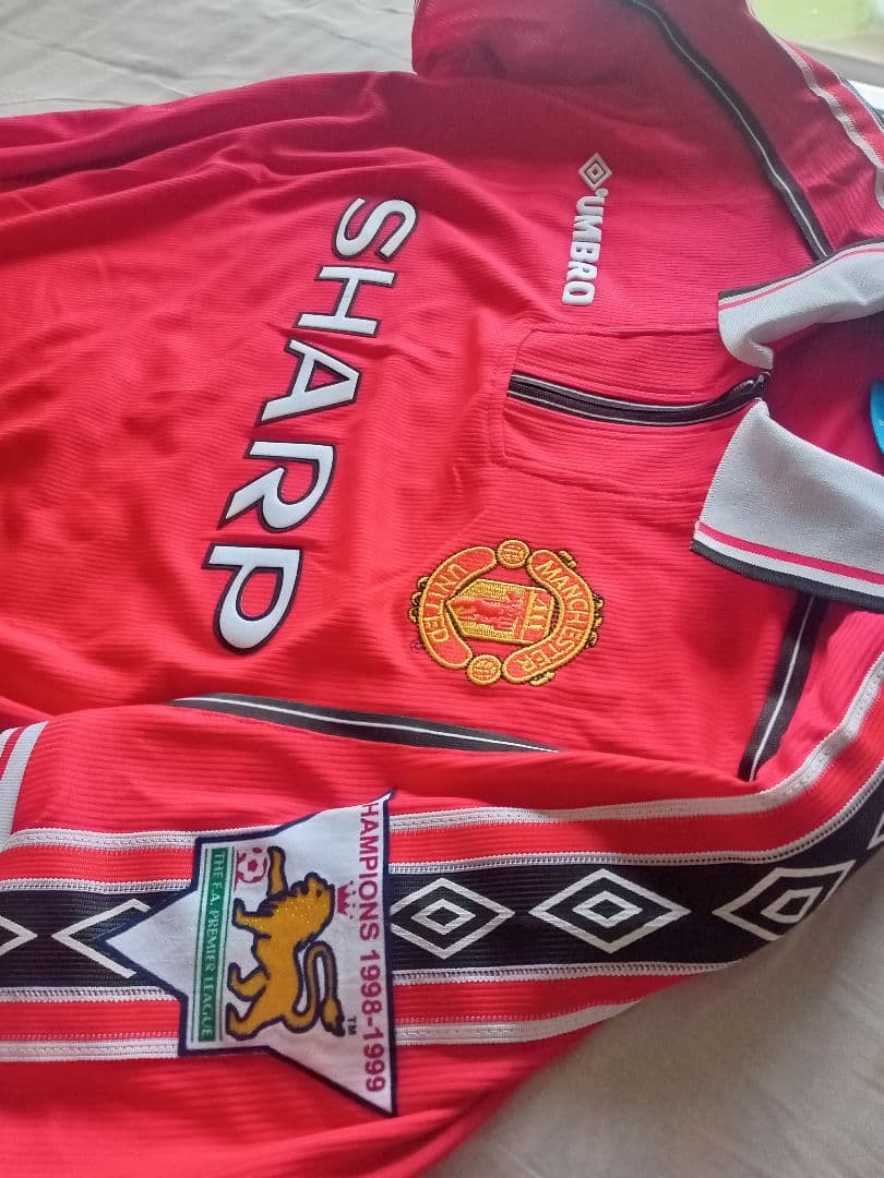 【マンチェスターU 98-99(三冠トレブル)ベッカムユニフォーム XLサイズ】