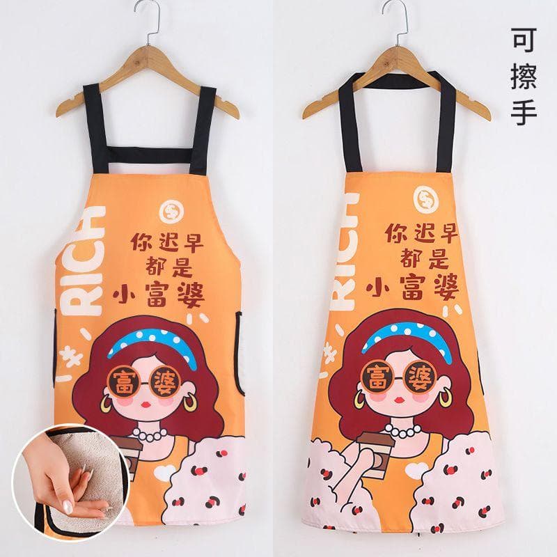 タオル付き防水エプロン 無袖デザイン 上品 個性派 作業用