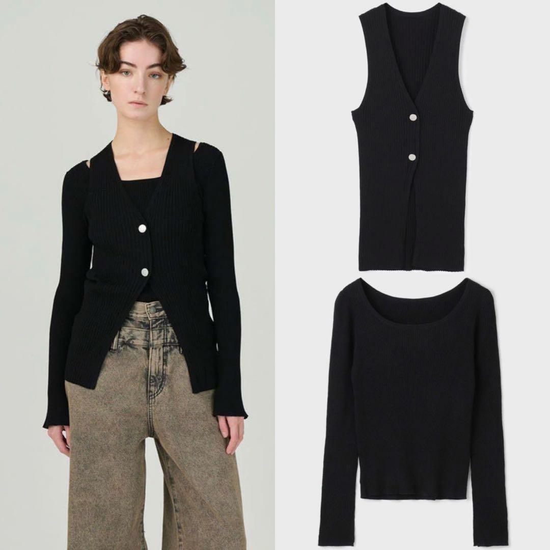 グレースコンチネンタル　チェーンミドルニットカーディガン　リブニット　セット
