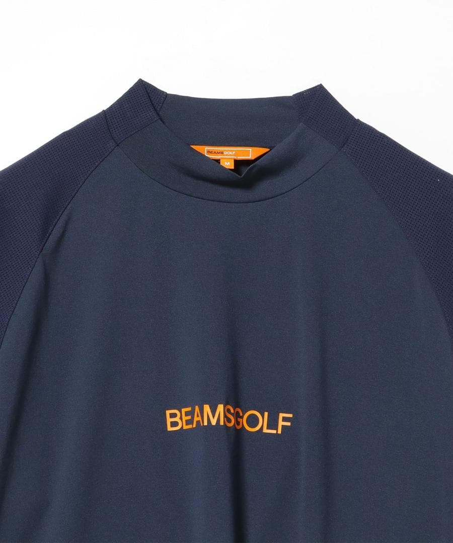 ビームスゴルフ ラグラン切替 モックネックシャツ サイズ：L カラー：ネイビー