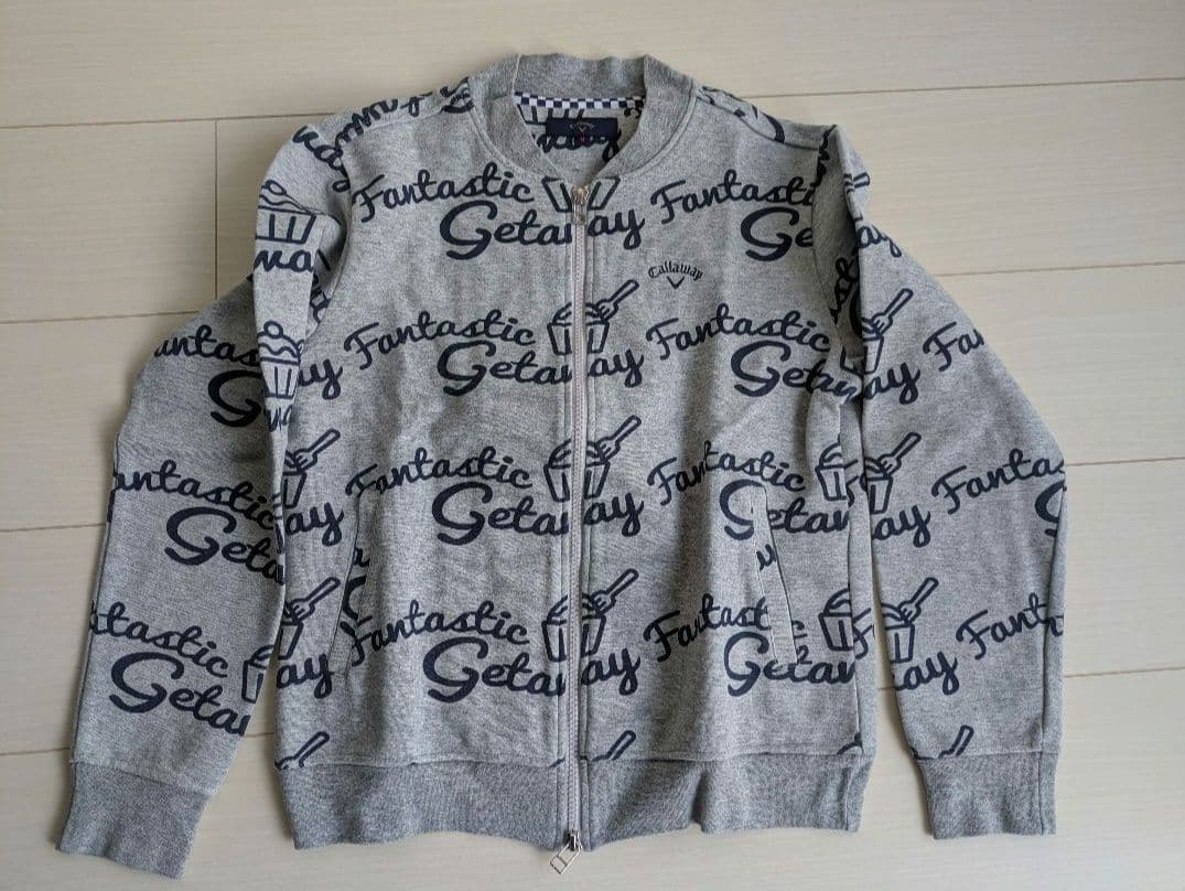 キャロウェイゴルフ グレー ロゴプリント セットアップ ジップトレーナーパンツ