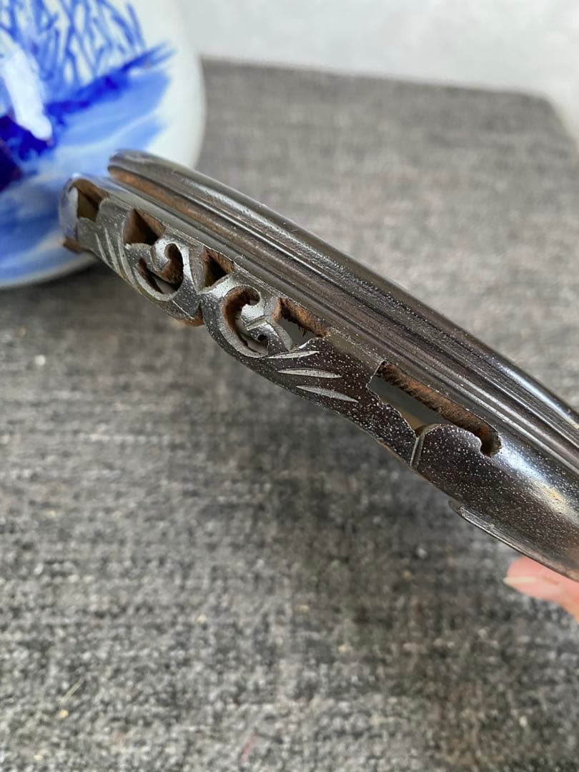 水指　手描き　染付　茶道具　壺　花瓶　置物　骨董