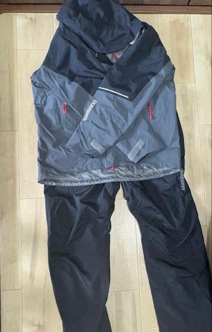 シマノ 防水レインウェア ドライシールド　ブラック・グレー 上下セット