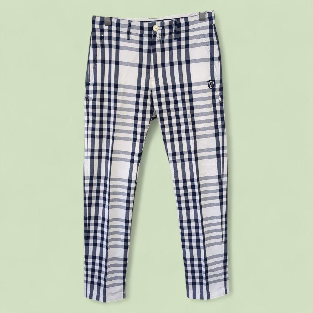 【美品】パーリーゲイツ チェック柄 ゴルフパンツ メンズ 4(M) 爽やか配色