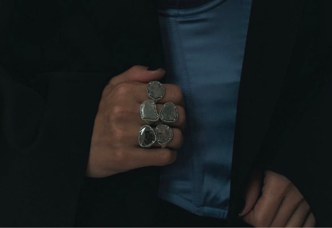 adlin hue スライスダイヤリング 2個セット