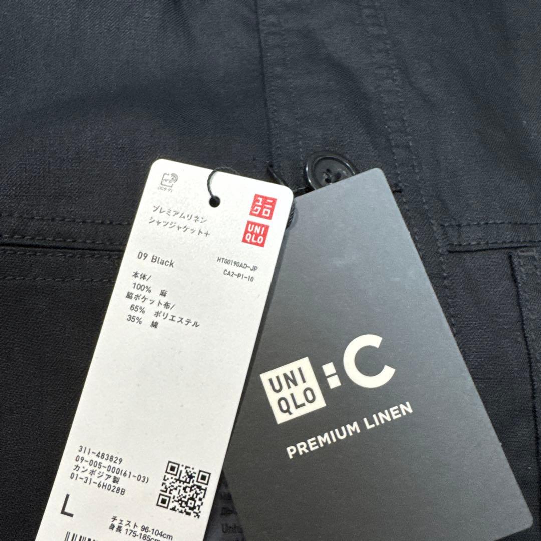 UNIQLO C プレミアムリネンシャツジャケット ブラック L 2026ss