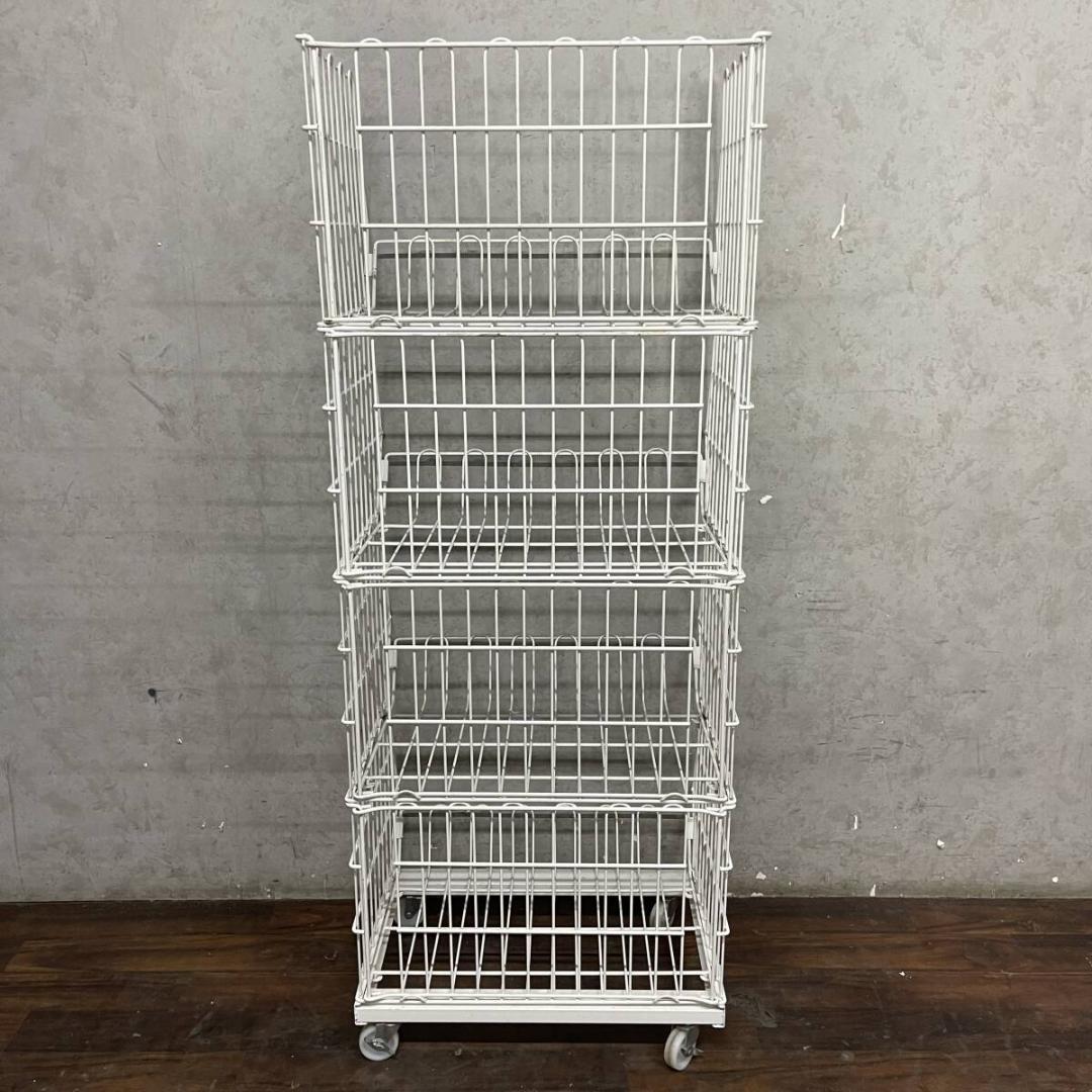 ワイヤーラック 4段 キャスター付き 3台セット バスケット ラック