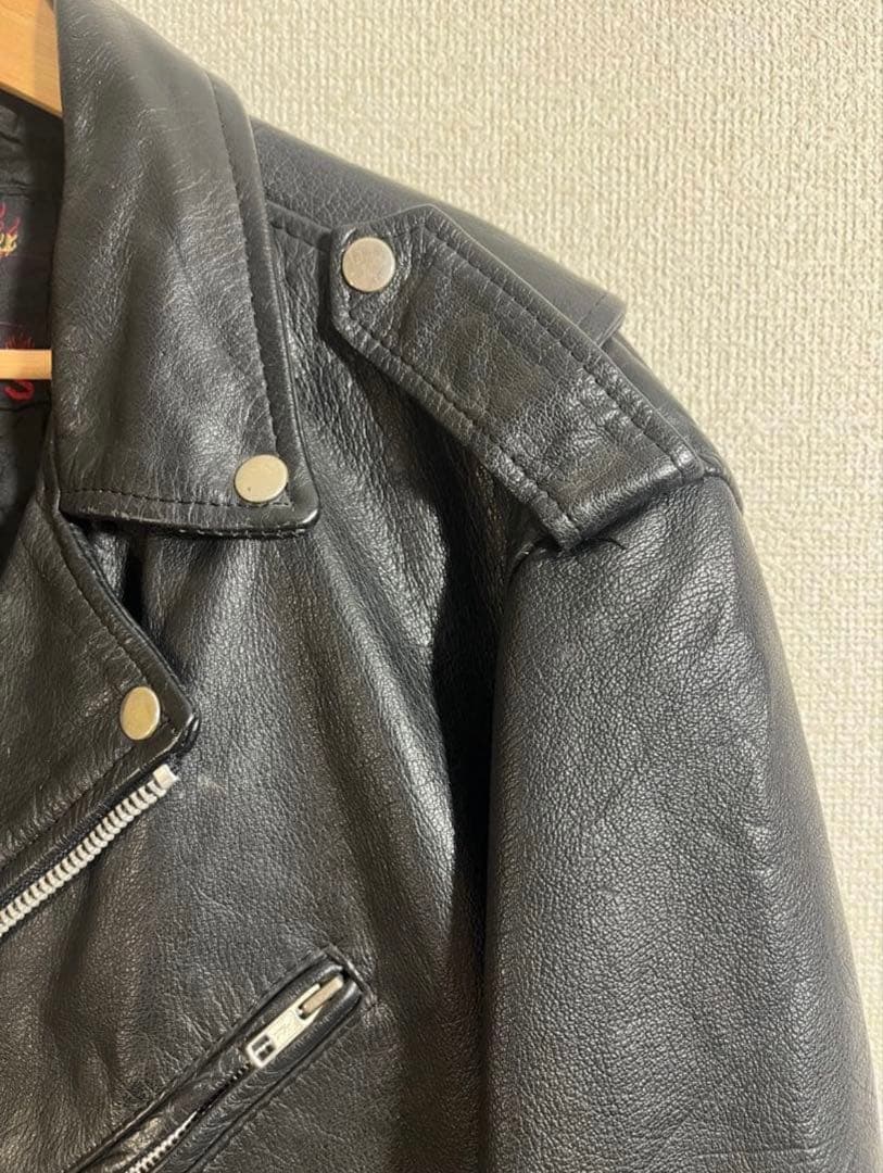 本革 Hot leathers ブラックレザー クラシック ダブルライダース M