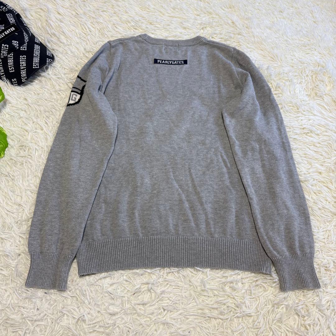 【パーリーゲイツ】美品 ニットセーター ニコちゃん グレー 0サイズ レディース