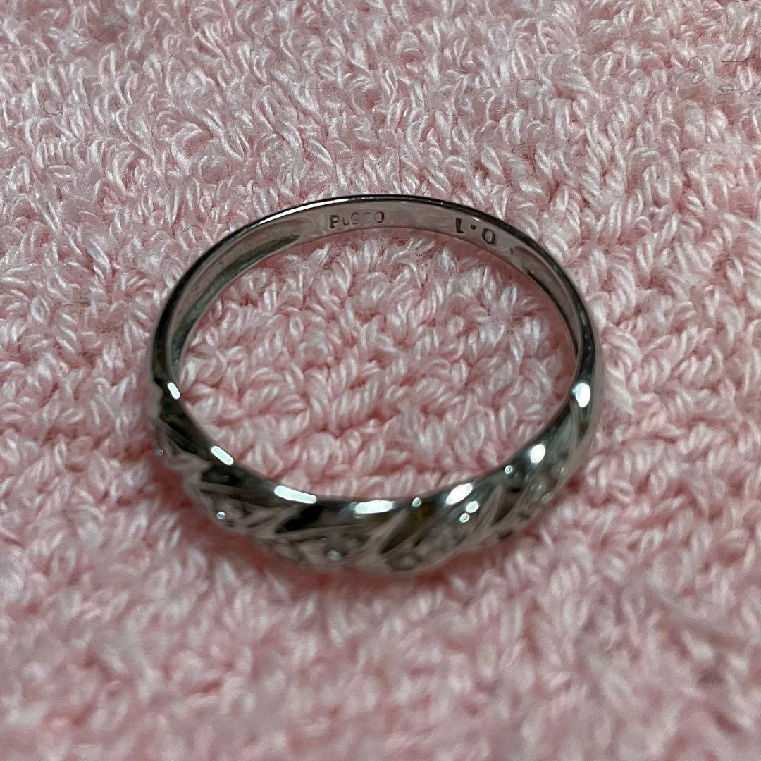 プラチナ ダイヤモンド ツイストデザイン リング 9号