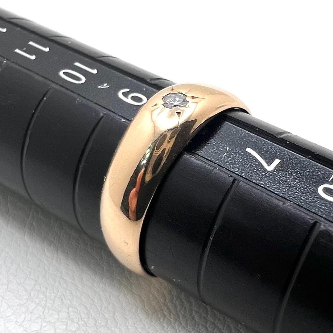 K18 リング　幅5㎜〜2.2㎜ ダイヤ　8号　2.03 g