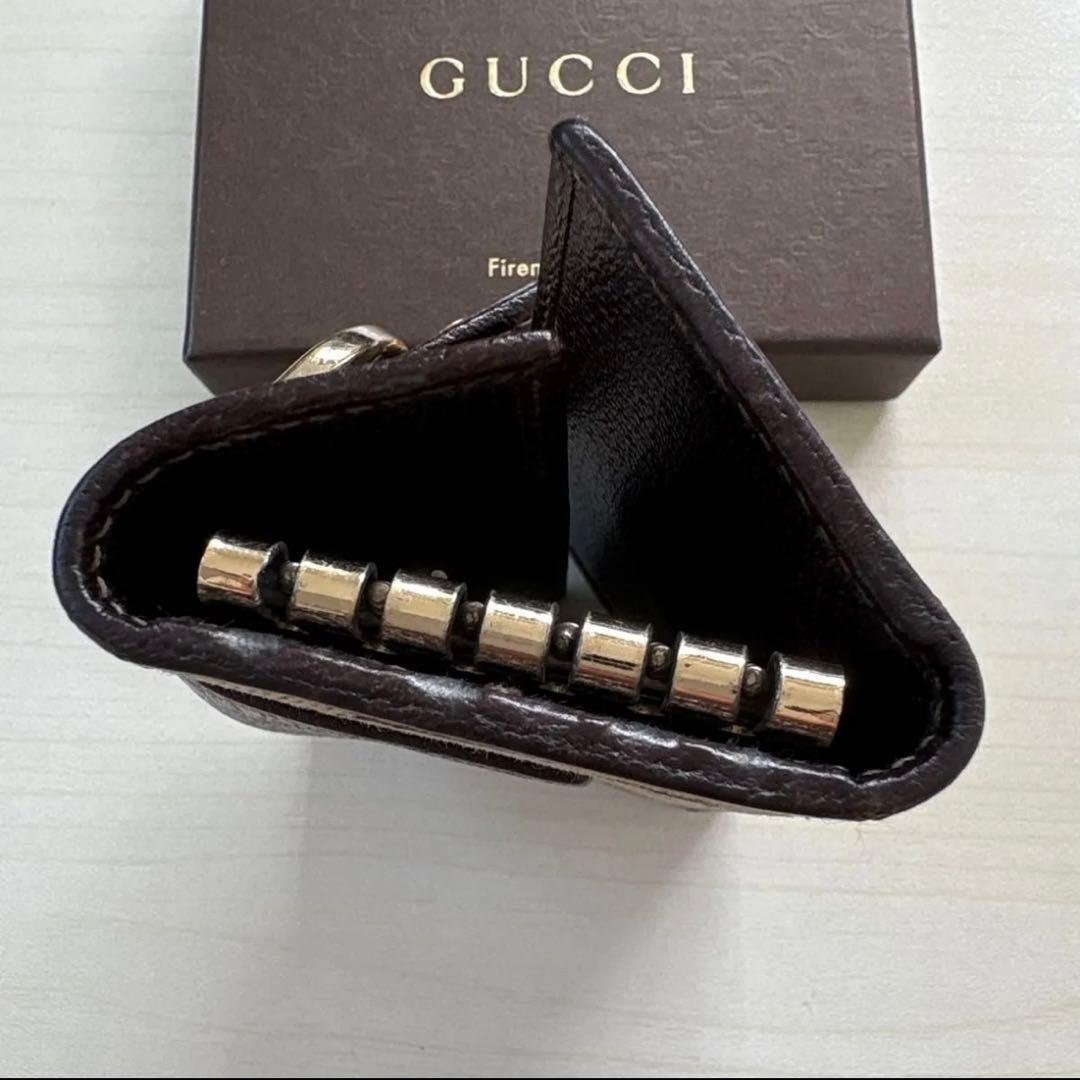 GUCCI グッチ GGロゴ キャンバスレザー キーケース ブラウン系
