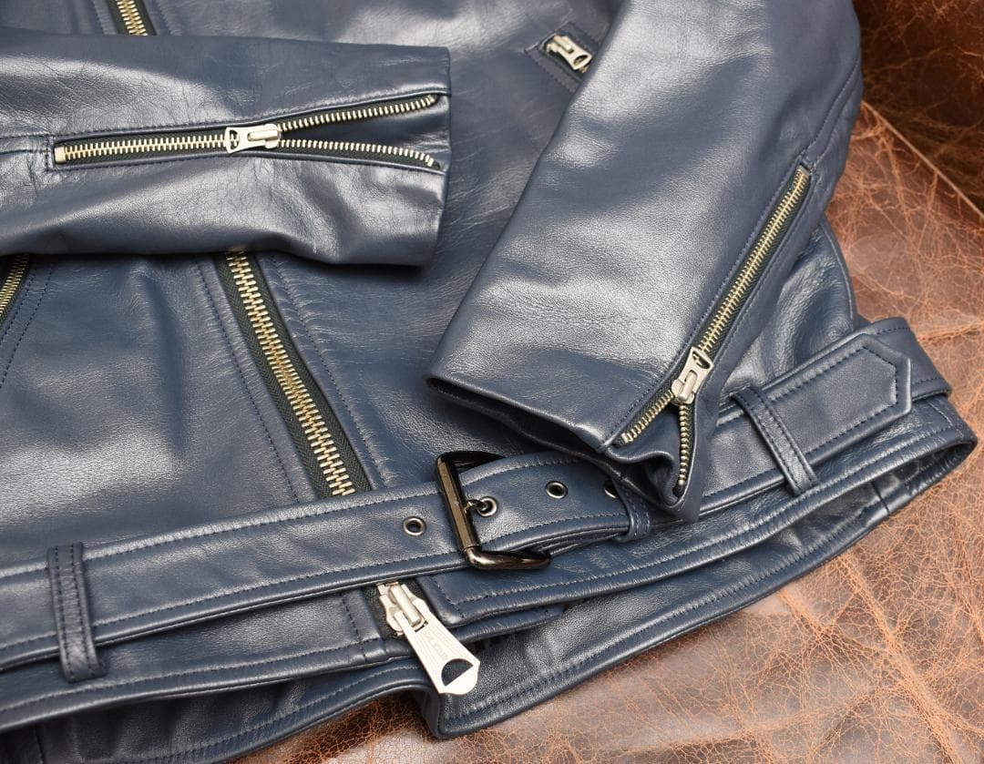 【美品】春色ネイビー　TRICK or TREAT レザージャケット　M