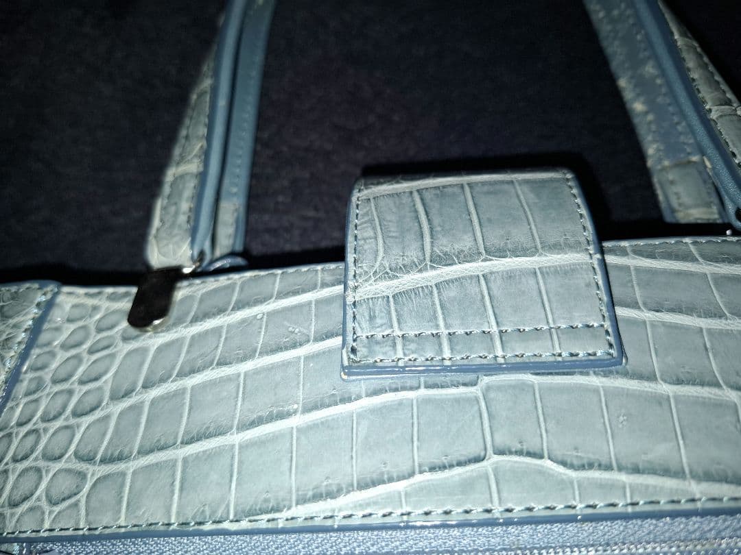 クロコダイルミニバッグ　マットブルー系