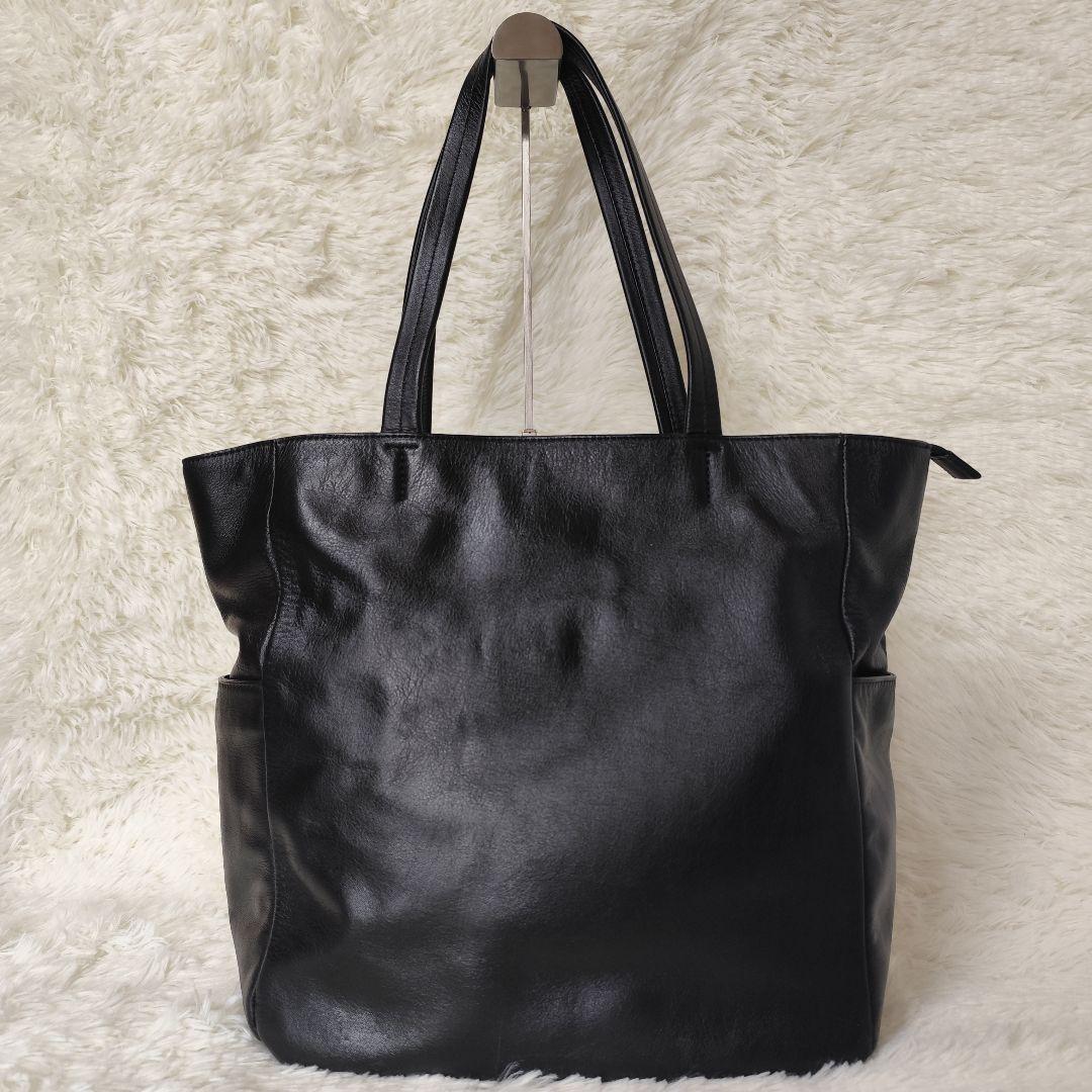 UNITED ARROWS レザー トートバッグ 黒 A4収納 肩がけ ブラック