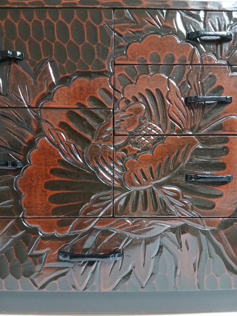 鎌倉彫　小物入れ4段(少し大きめ) 縦29×横40×高さ29.5cm