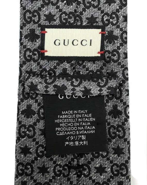 グッチ ネクタイ GG 星 スター BEE 蜂 グレー 国内正規品  メンズ