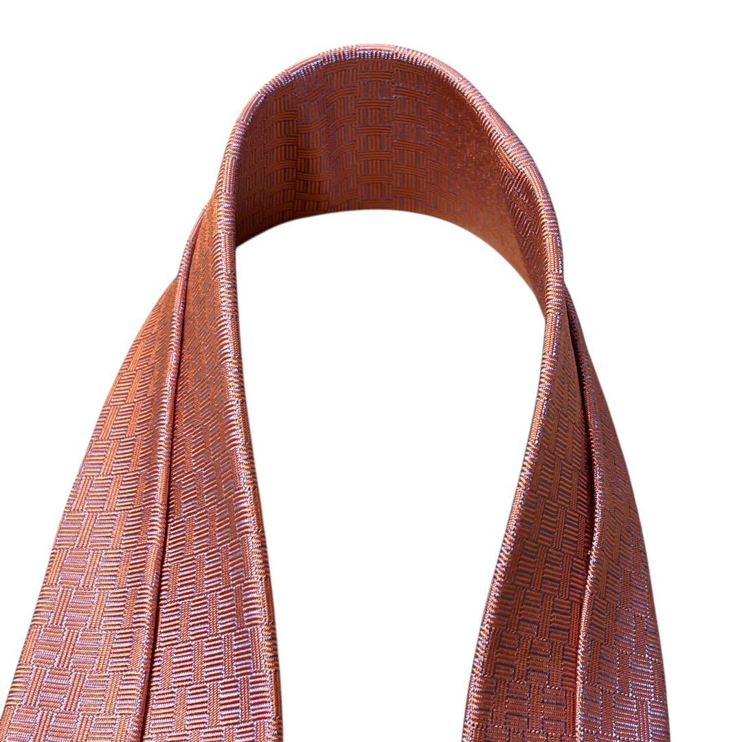 極美品　エルメス　ネクタイ　オレンジ　ファソネ　ホースシュー　H柄　ジャガード