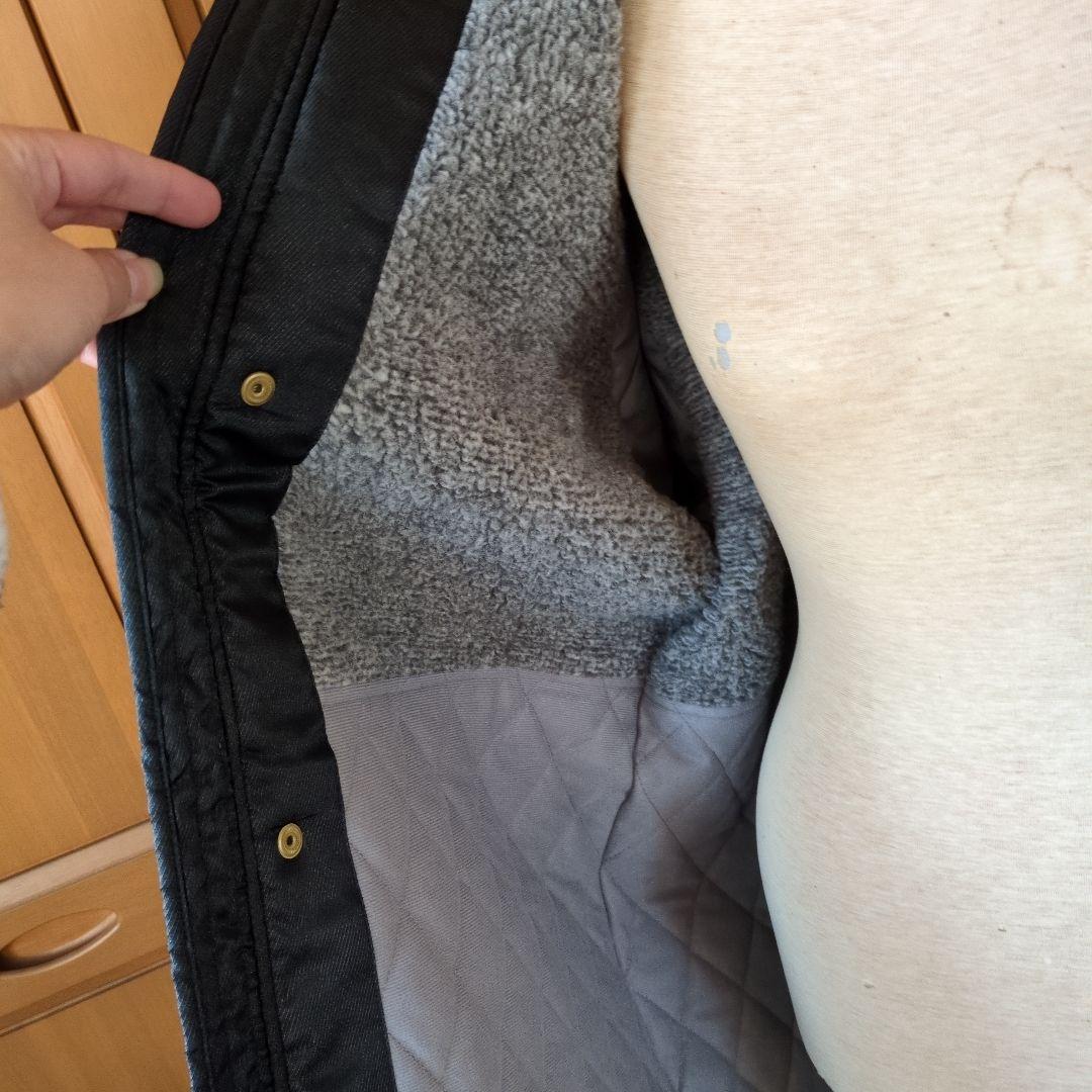 Champion フード付きロングベンチコート ブラック