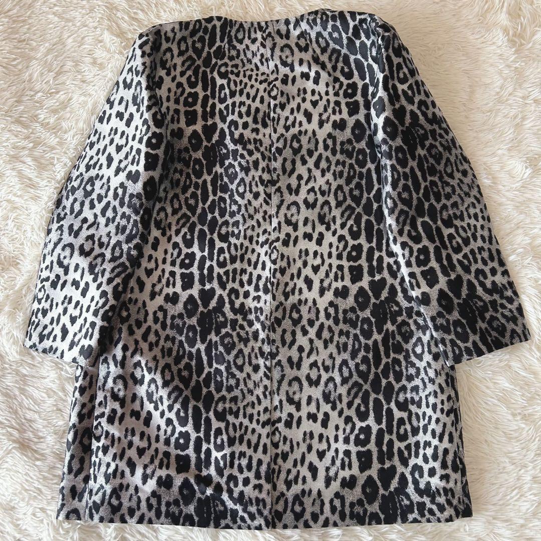 ✨未使用✨セオリーリュクス レオパード柄 ノーカラージャケット シルバー 38