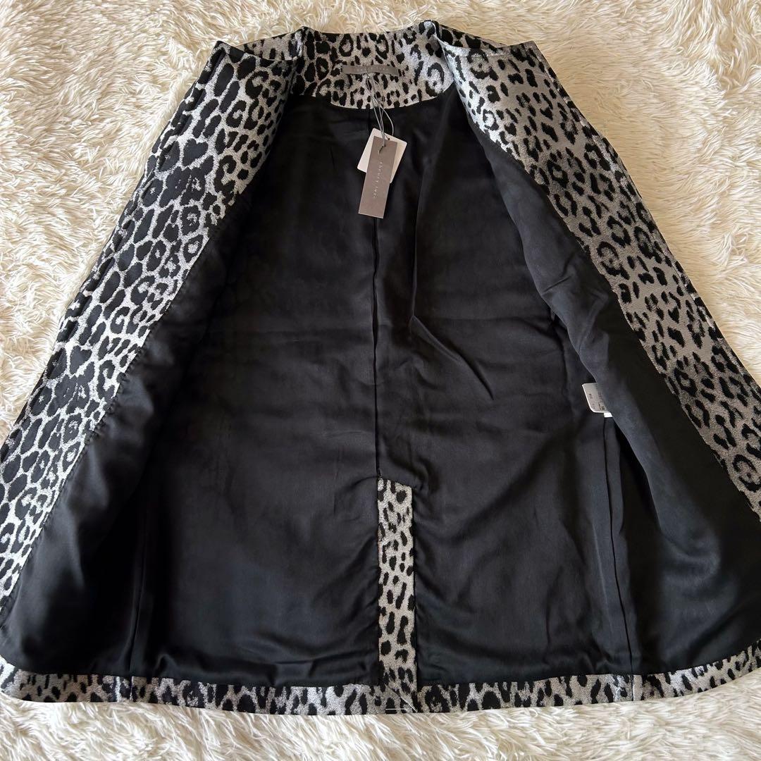✨未使用✨セオリーリュクス レオパード柄 ノーカラージャケット シルバー 38