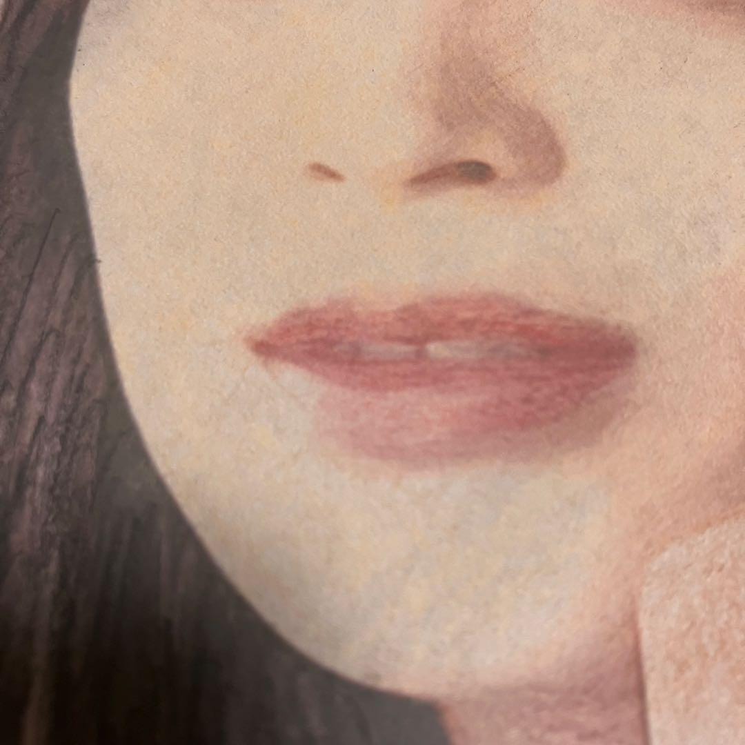 女優画31 額装品　額縁寸法32.7cm×24.0cm　カラー着色　定款付