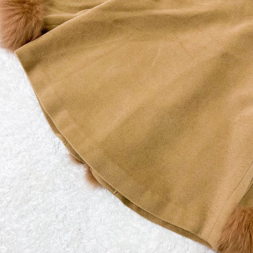 極美品 ダイアグラム アンゴラファーコート ポンチョ フォックスファー キャメル