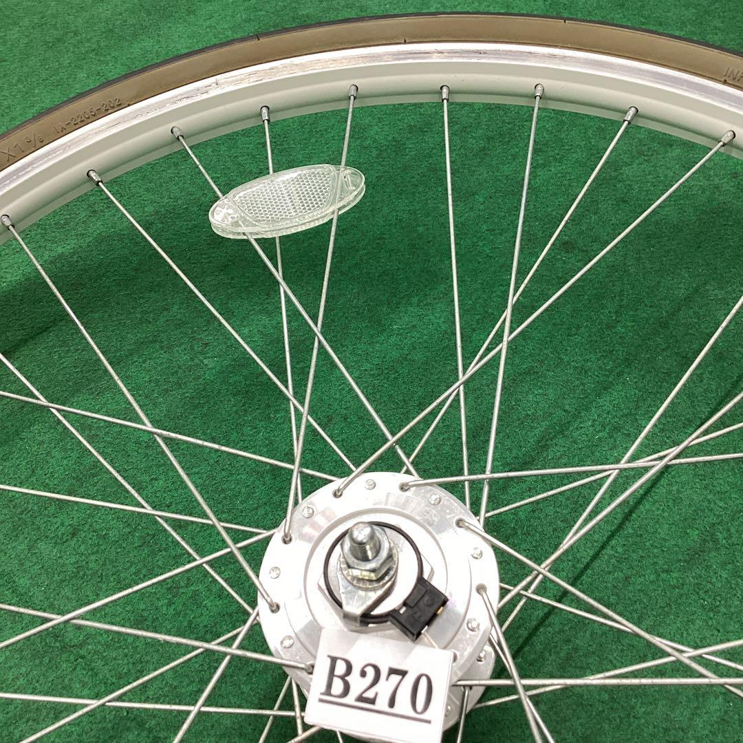 アルミリム　前輪　24x1-3/8 タイヤ付　ハブダイナモ　J2端子　フロント