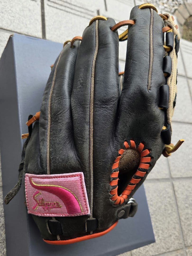 久保田スラッガー 軟式グローブ 黒/クリーム チェック柄