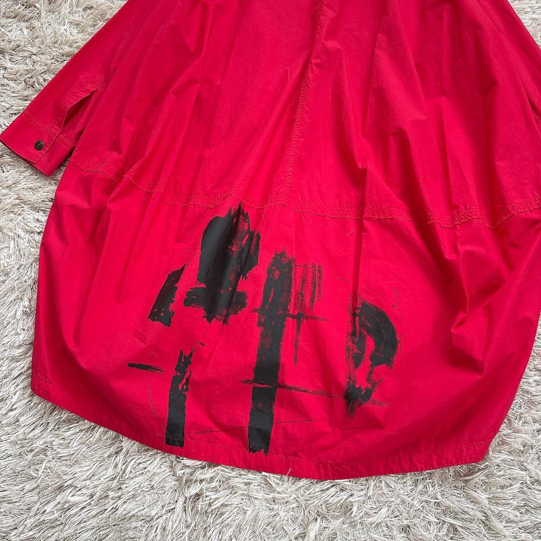 萌 モユル シャツワンピース コクーン アートデザイン バンドカラー 変形