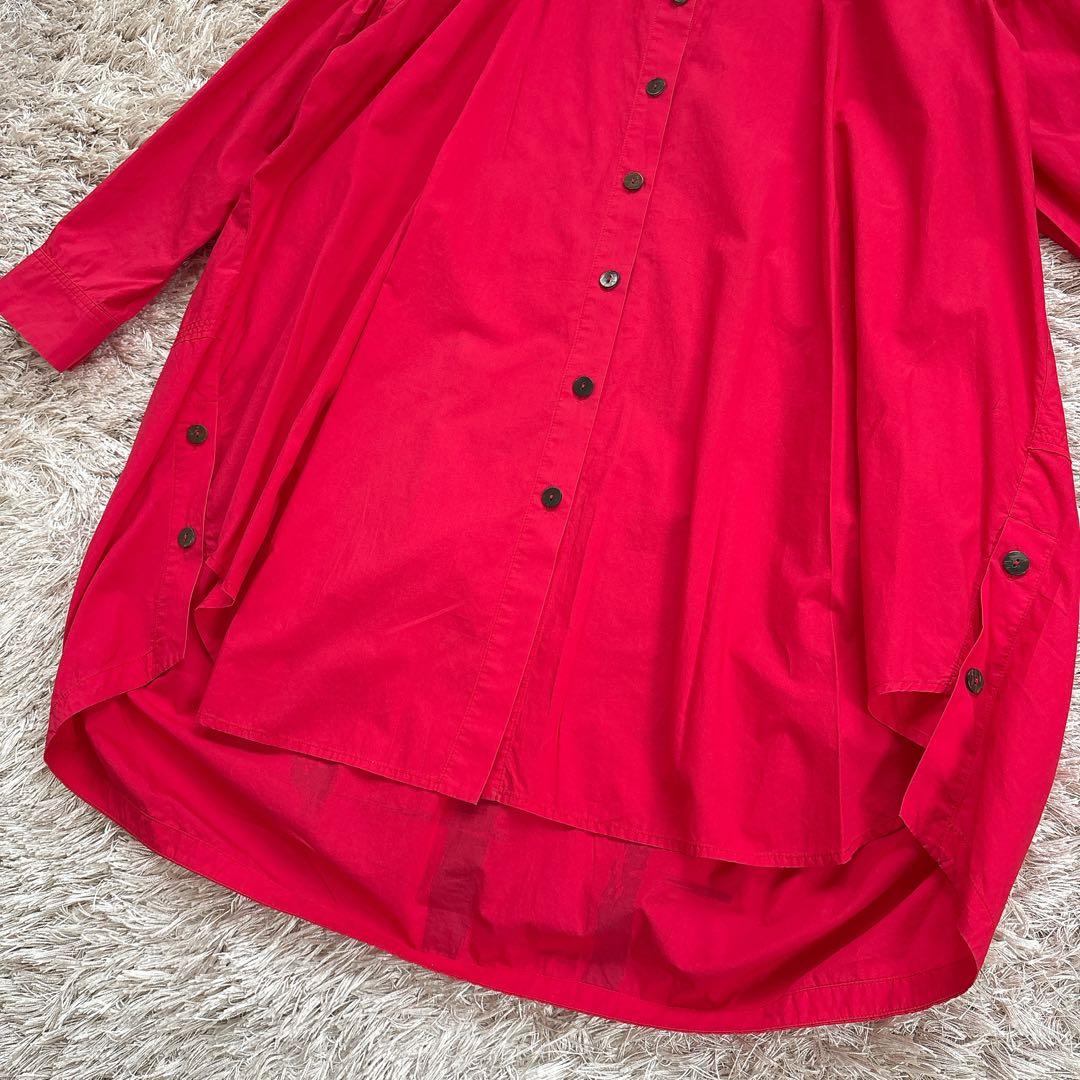 萌 モユル シャツワンピース コクーン アートデザイン バンドカラー 変形