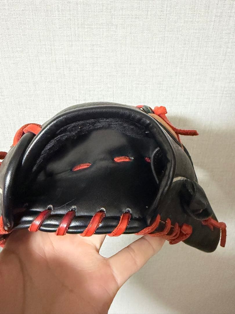 asics NEOREVIVE 軟式グローブ 黒/赤