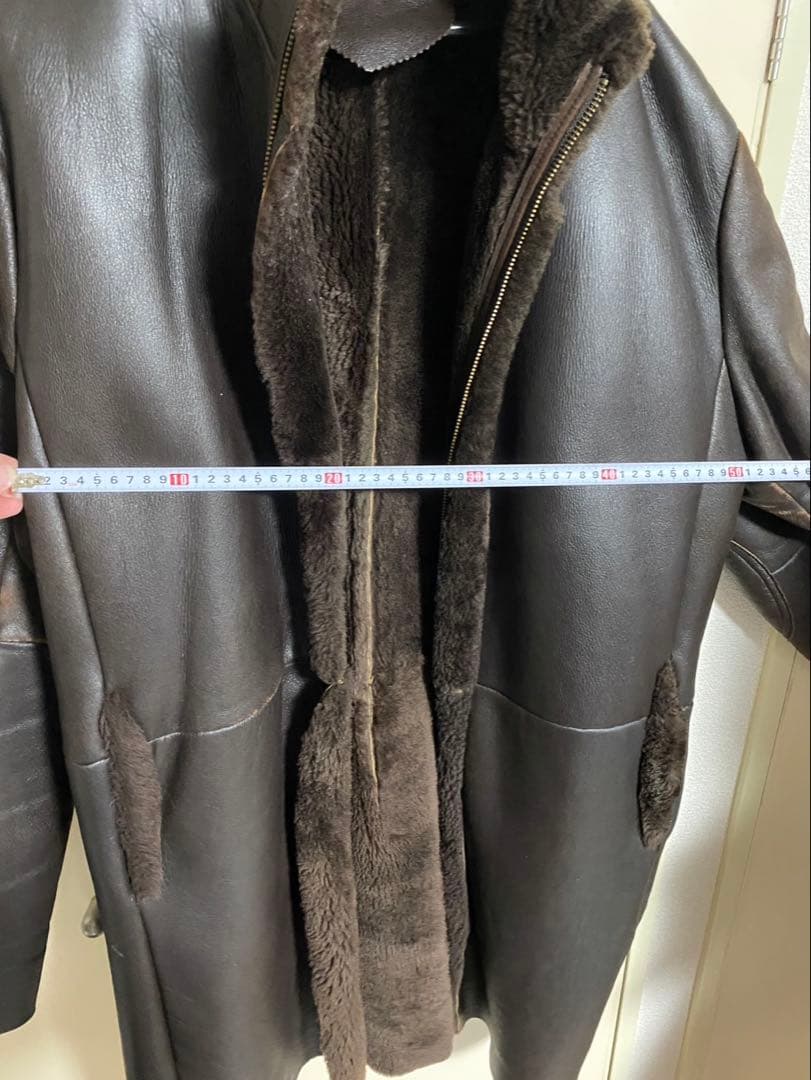 レザーオーバーサイズムートンジャケット ダークブラウン