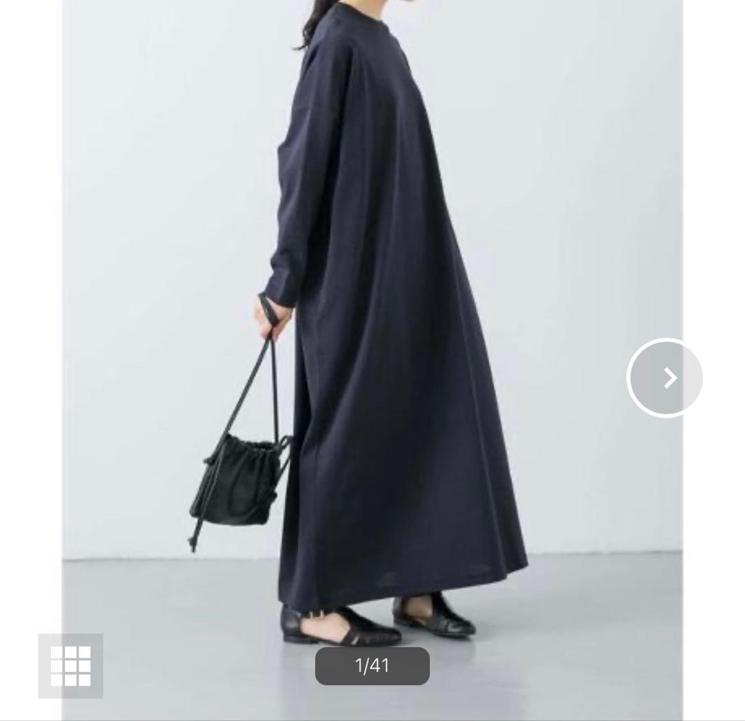 かぐれ 『サイズ0』コットンポンチワイドワンピース　ネイビー