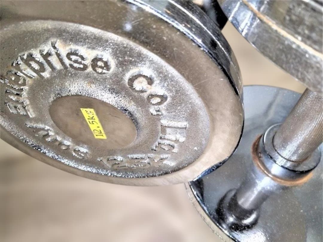 [手渡し限定]　重量固定式　クローム・ダンベル 12.5kg(ペア) 　中古品