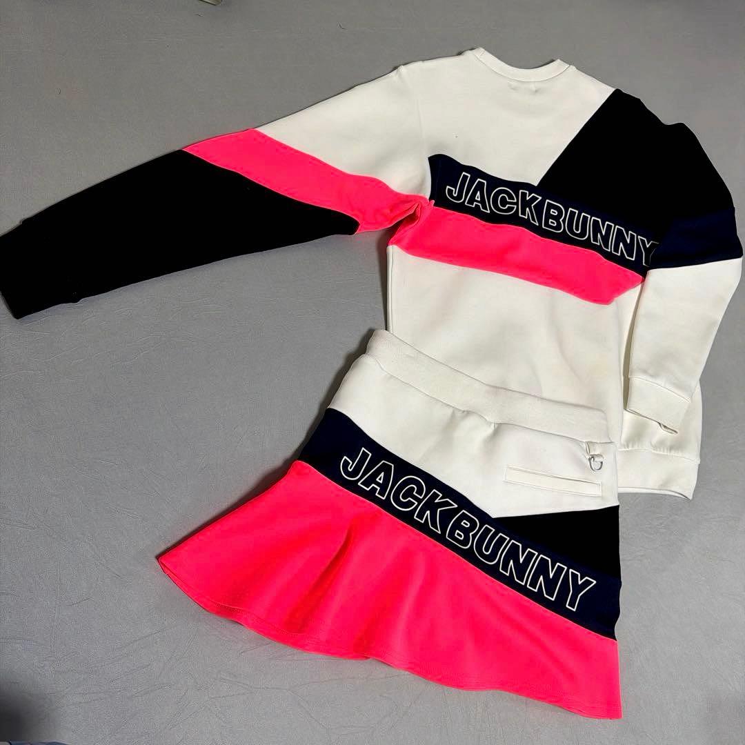 【美品】ジャックバニー セットアップ レディース ゴルフウェア ネオンピンク