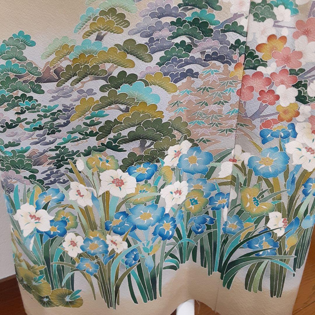 リメイク着物ロングワンピースボレロ付き正絹Ｌ加賀友禅染作家物色留袖