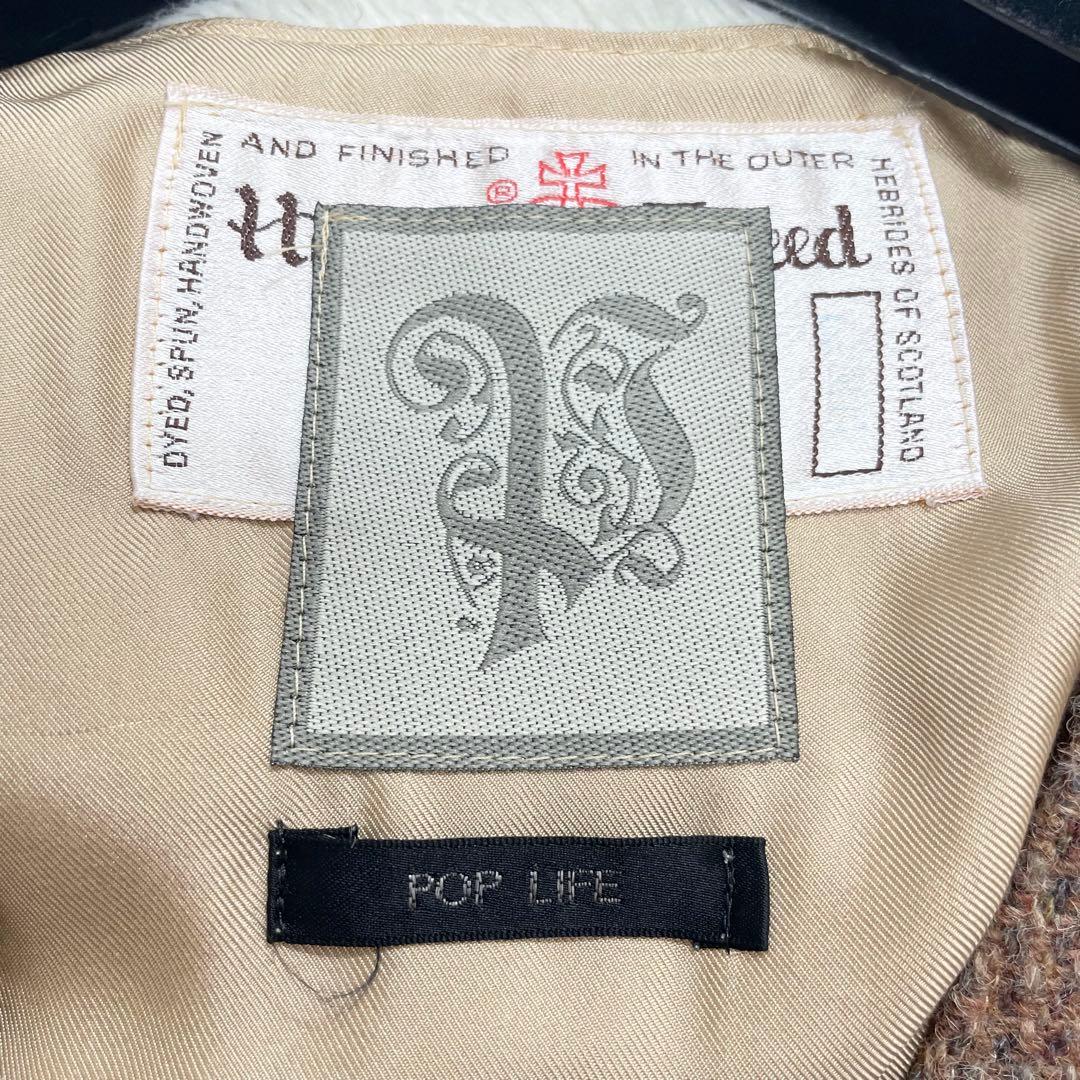 ハリスツイード　再構築　リメイクベスト　バックフリル　日本製　一点物（874）