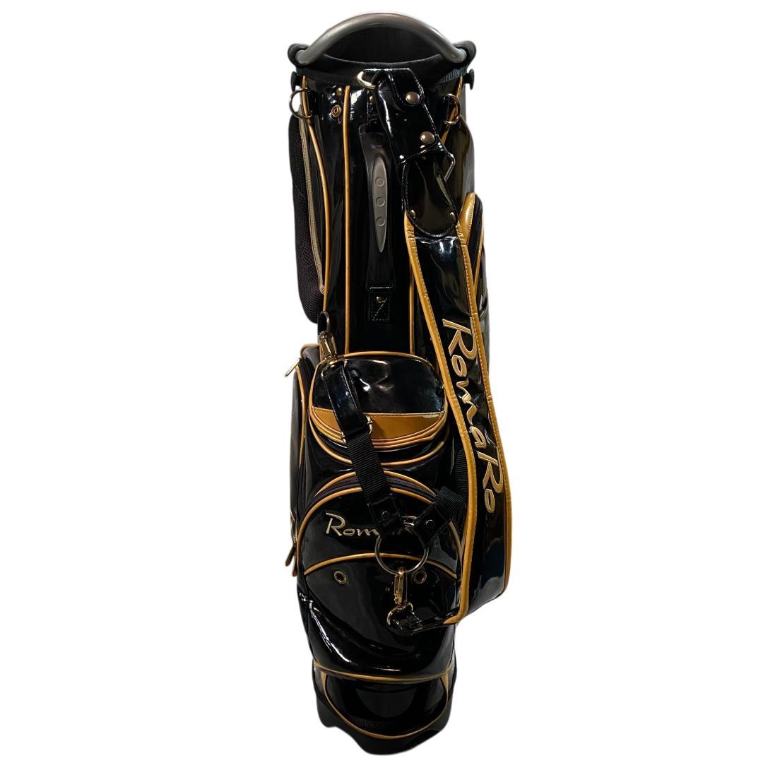 RomaRo ロマロ スタンド、フード付き キャディバッグ ブラック ゴールド