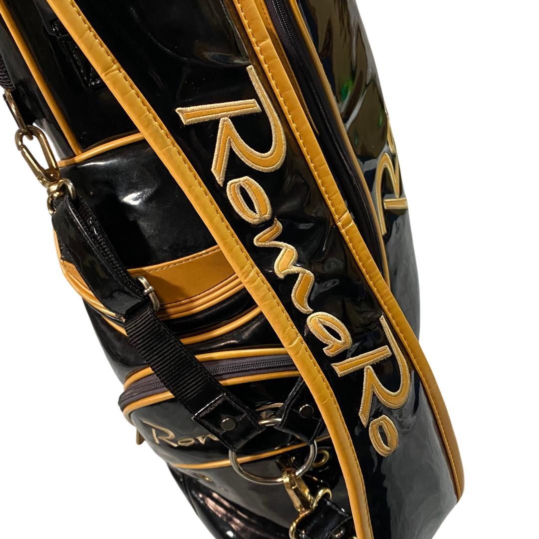 RomaRo ロマロ スタンド、フード付き キャディバッグ ブラック ゴールド