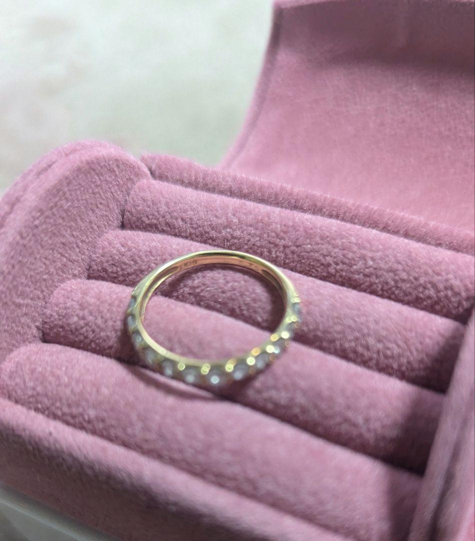 K18 天然　ダイヤモンド　ハーフ　エタニティ　リング　18金　イエローゴールド