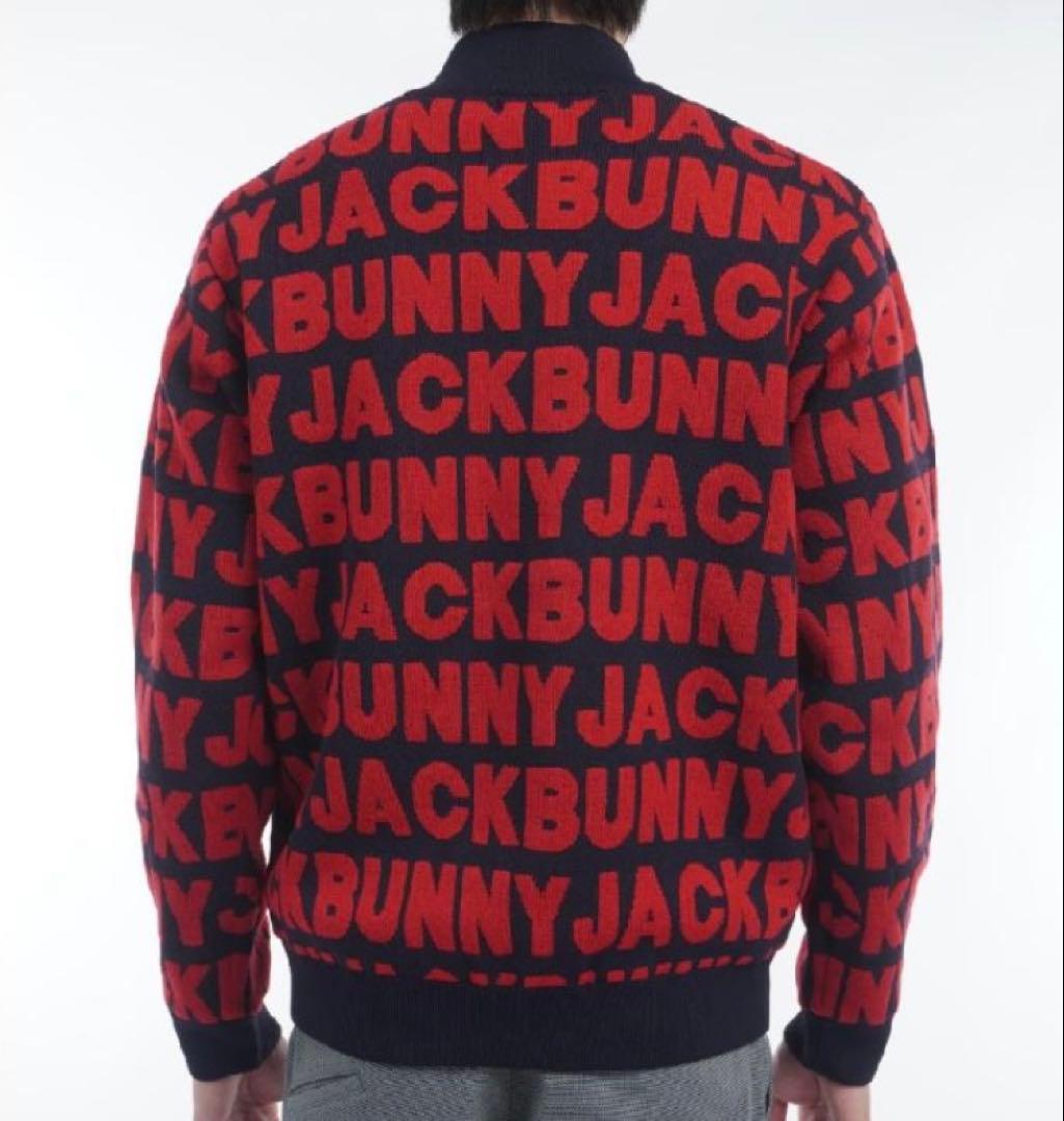 新品 パーリーゲイツ ジャックバニー ロゴジャガード防風裏地ブルゾン(5)L紺赤