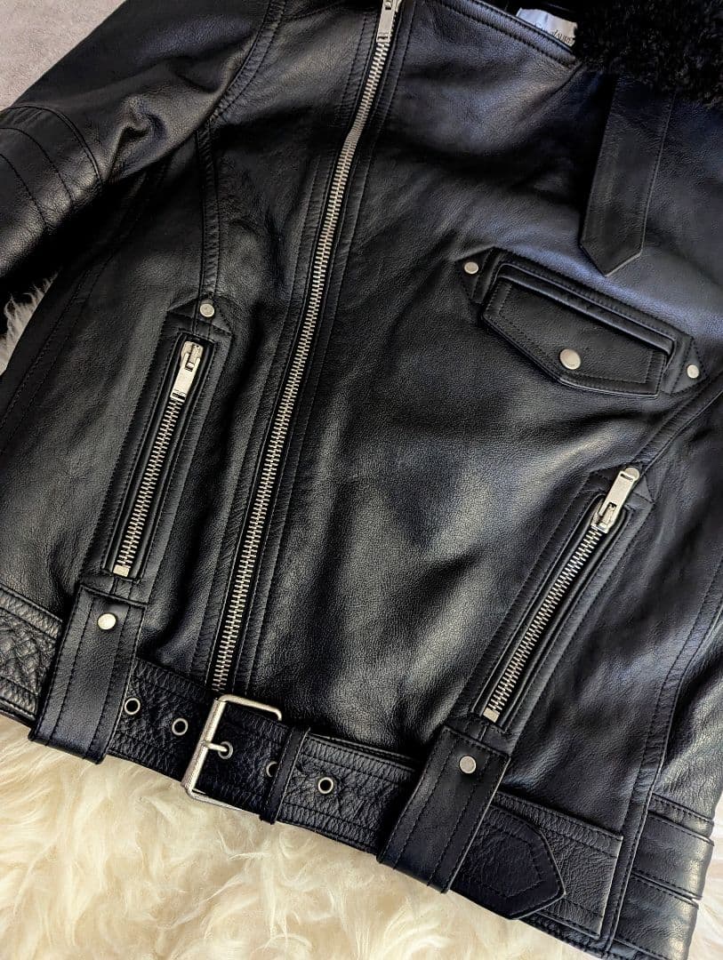 リピーター　24/25ss　サンローラン　カーフスキン＆ムートン　バイカー