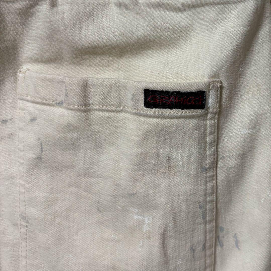 GRAMICCI ストレッチデニムベイカーパンツ 白 ペイント ペンキ 1点物