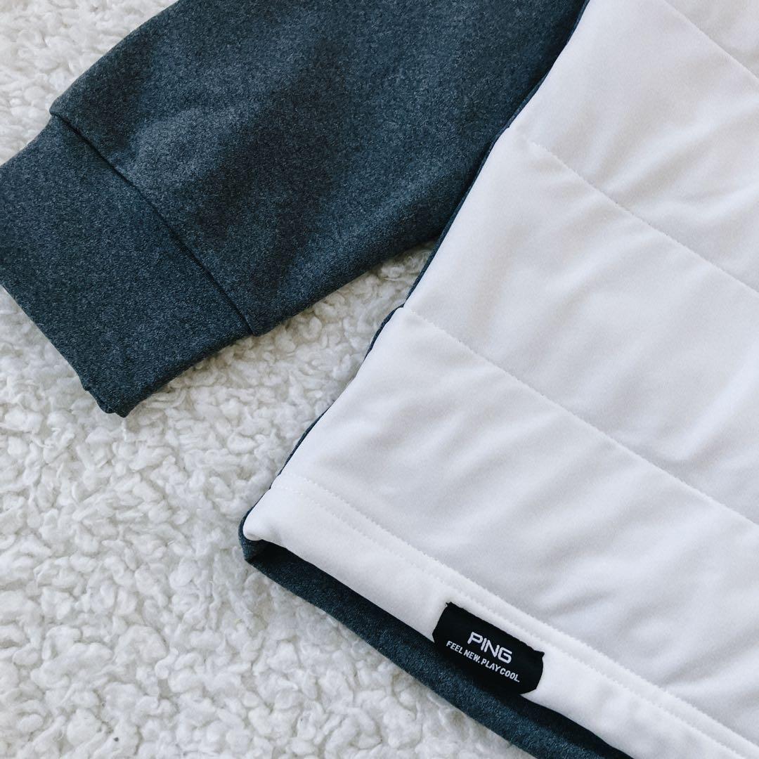 【新品】PING 2024年　キルティング ハーフジップシャツ　ホワイト　M
