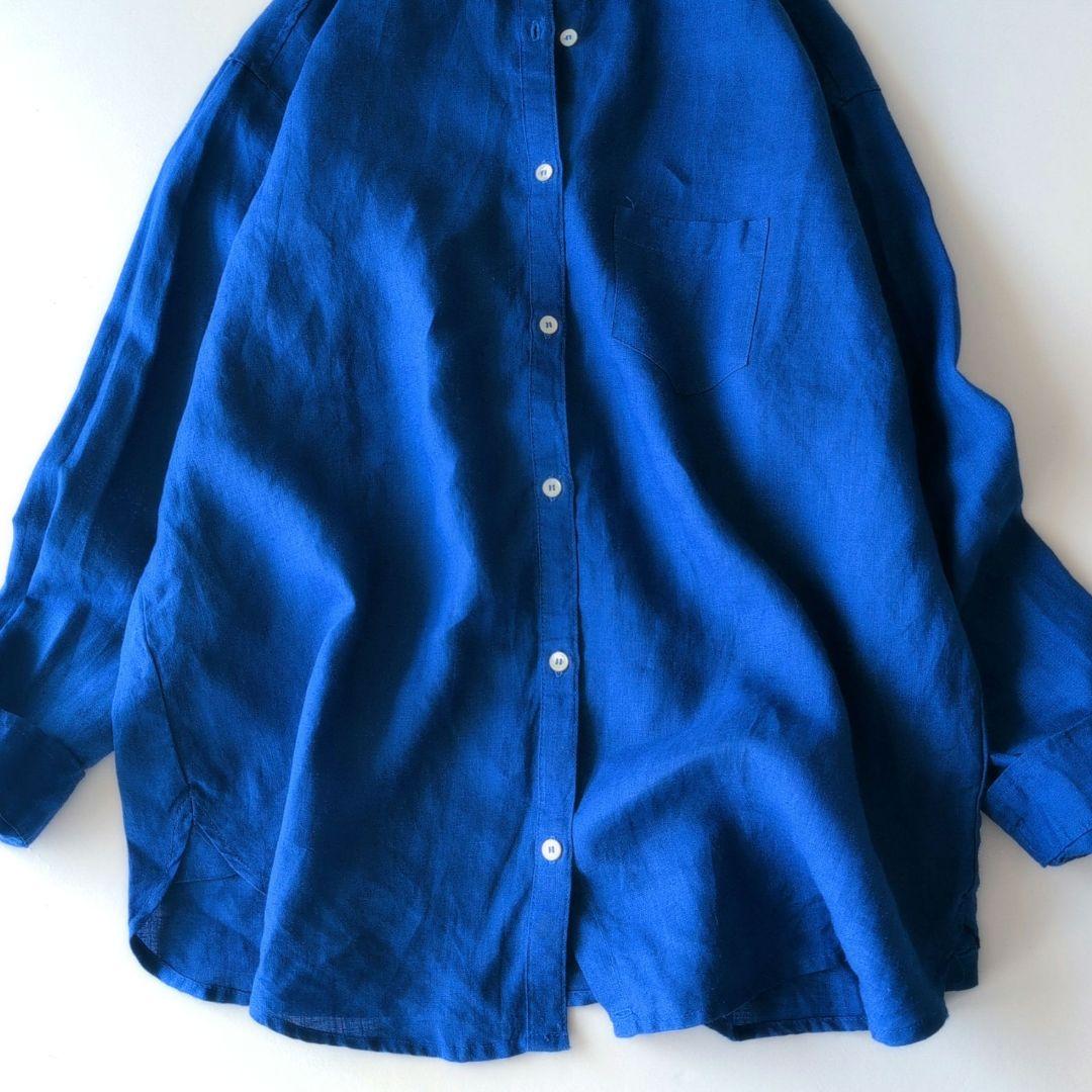 美品GALLARDAGALANTE　ウォッシュリネンシャツ　ブルー　F麻100%