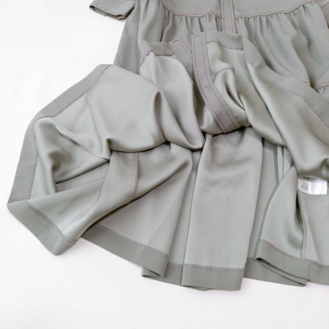 【グレースクラス】ロングワンピース　 バイカラー ティアード　ベルト　マキシ丈