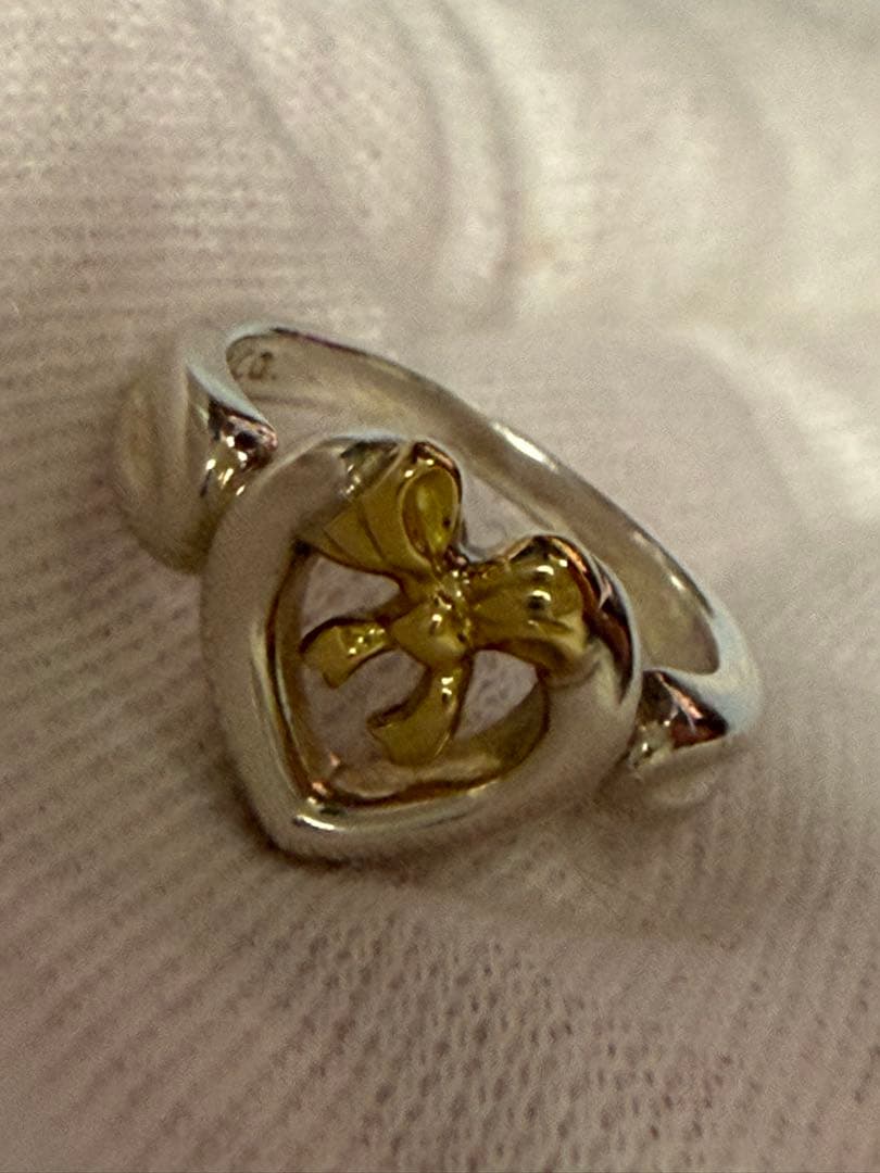 ティファニーオープンハートリボンコンビリング６号保存袋付き